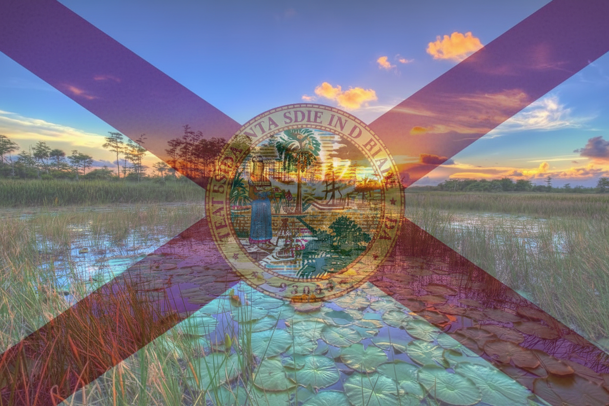 Swamp Sunset with 99% Ghost Flag